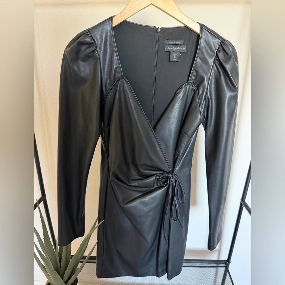 House of Harlow 1960 Black Leather Wrap Jacket